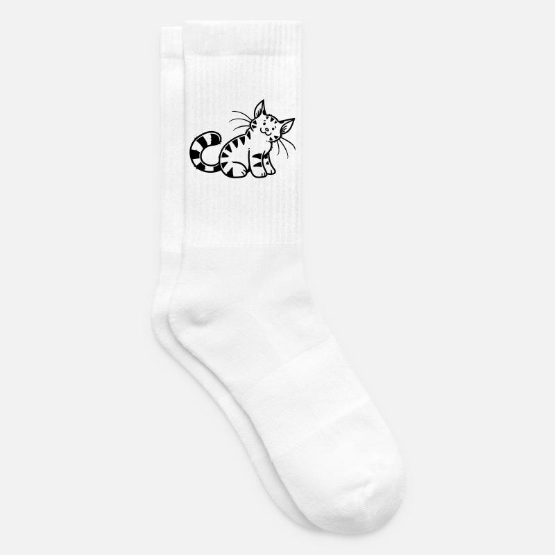 Chaton de dessin animé - Chaussettes de tennis - blanc