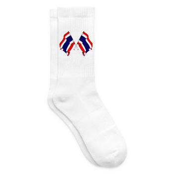 Zwei Flaggen aus Thailand gekreuzt - Tennissocken - Weiß - Rechts