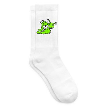 2 friends riding caterpillar father mother child dad mom - Tennis socks - white - Right