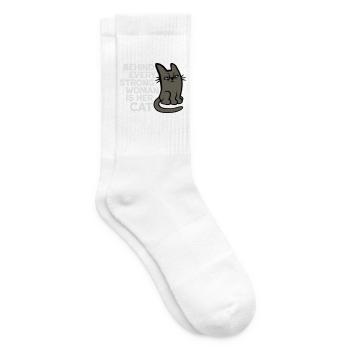 Katze Behind Every Strong Woman Genervt Grummelig - Tennissocken - Weiß - Rechts