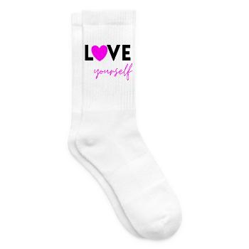LOVE YOURSELF PINK! SELFLOVE EEMPOWERMENT MENTAL - Tennissocken - Weiß - Rechts