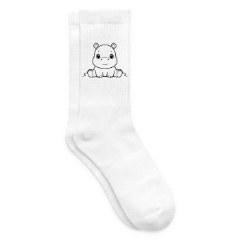 Résumé de la bande dessinée Bébé Hippopotame mignon - Chaussettes de tennis - blanc - Droite