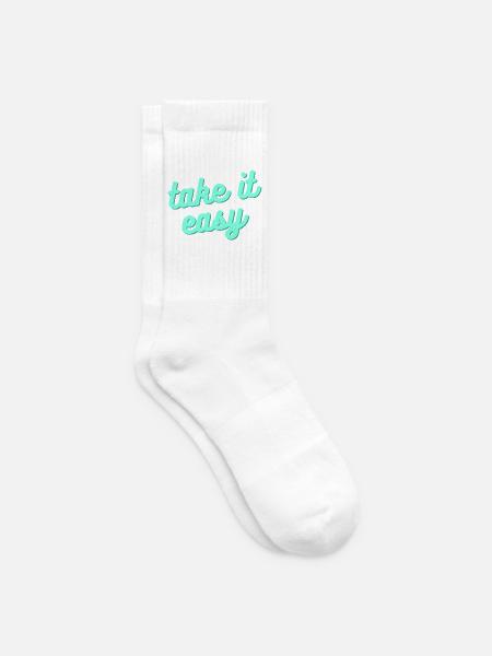 Take it easy – Entspannter Lifestyle Spruch - Tennissocken - Weiß