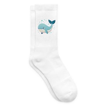 Blue Whale with Bubbles - Tennis socks - white - Right