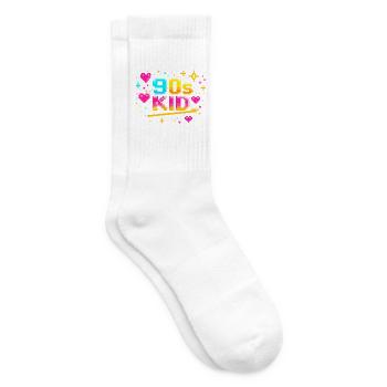 90s Pixelkid Neon Retro - Tennis socks - white - Right