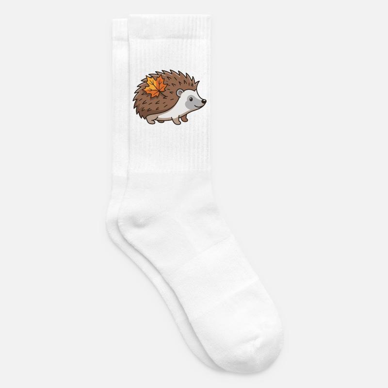 Igel Herbst Blatt süßes Tier - Tennissocken - Weiß