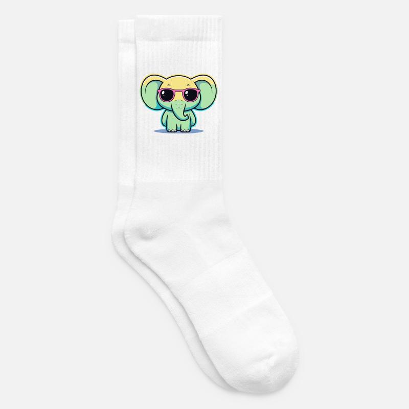 Pastel Elephant Pink Glasses - Tennis socks - white