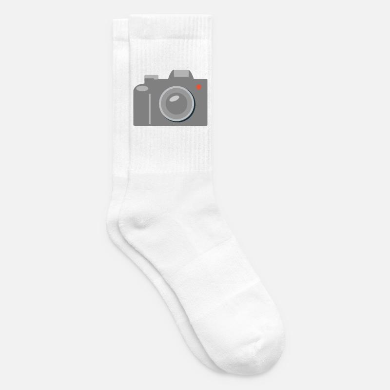 Icône de caméra Gris graphique - Chaussettes de tennis - blanc