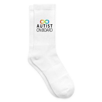 Autiste à bord : autocollants sur la neurodiversité - Chaussettes de tennis - blanc - Droite