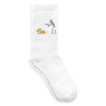 Halloween, Cprgi, Skeleton - Chaussettes de tennis - blanc - Droite