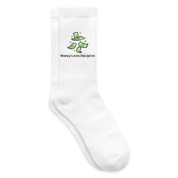 Money Loves Discipline – Business Mindset - Tennis socks - white - Right