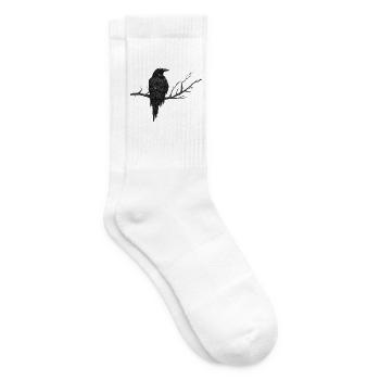 NachtRabe auf düsterem Ast - Tennissocken - Weiß - Rechts