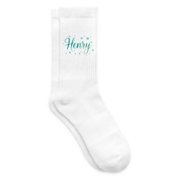Name Henry – Buntes Aquarell Design mit Punkten - Tennissocken - Weiß - Rechts