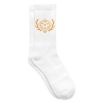 Orange D20 Würfelkunst Algiz-Rune für Druiden - Tennissocken - Weiß - Rechts