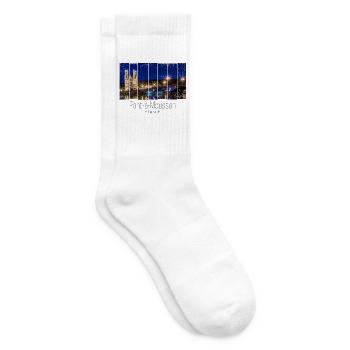 Pont a Mousson in Frankreich Vintage Panorama - Tennissocken - Weiß - Rechts