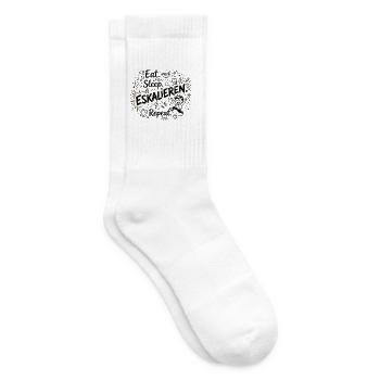 Eat Sleep Eskalieren Repeat – Lustiger Spruch - Tennissocken - Weiß - Rechts