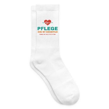 Pflege – Herz mit Schichtplan - Tennissocken - Weiß - Rechts