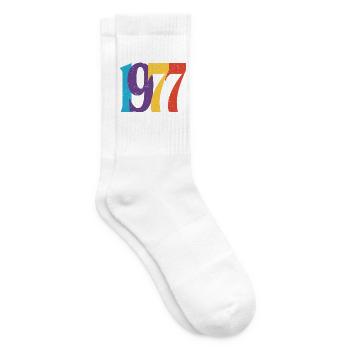 Geboren 1977 Geburtstagsgeschenk Geburtstag 77 - Tennissocken - Weiß - Rechts