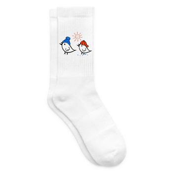 Spatz, Sonne, Frühling - Tennissocken - Weiß - Rechts