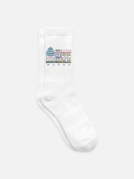 Werne, bunte Häuserzeile am Markt, Kreis Unna, NRW - Tennissocken - Weiß