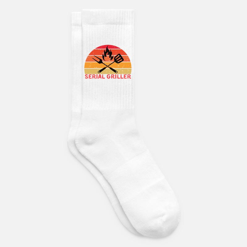 Serial Griller Retro BBQ Design - Tennissocken - Weiß