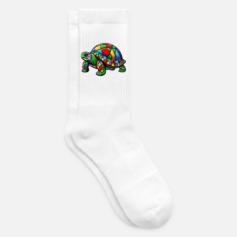 Harlekin-Schildkröte - Tennissocken - Weiß