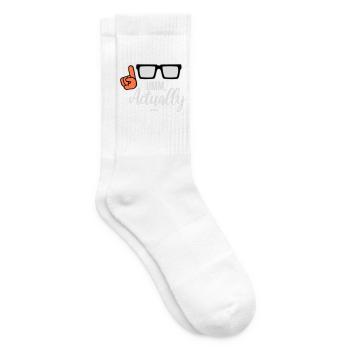 Um Actually Lustig Nerd Klugscheißer Spruch Logo - Tennissocken - Weiß - Rechts