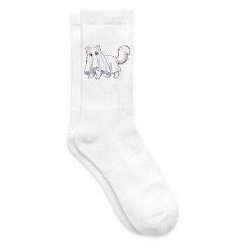 Katze versteckt sich unter einem Geisterlaken - Tennissocken - Weiß - Rechts
