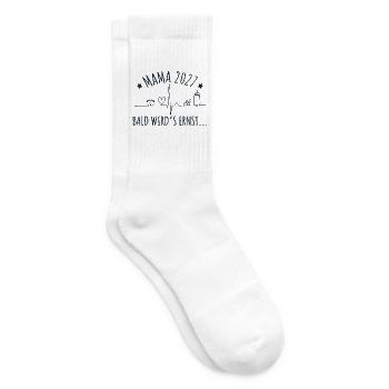 Mama 2027 Bald wird's ernst Schwangerschaft - Tennissocken - Weiß - Rechts