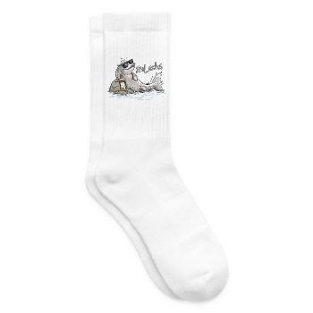 ReLachs Lustiger Lachs | Fisch Angler Geschenk - Tennissocken - Weiß - Rechts