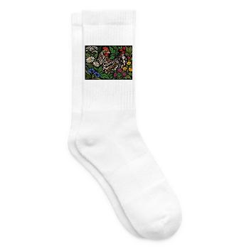 Blumenhühner-Volkskunstgarten - Tennissocken - Weiß - Rechts