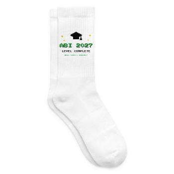 Abi 2027 – Level Complete Abitur Gamer Shirt - Tennissocken - Weiß - Rechts