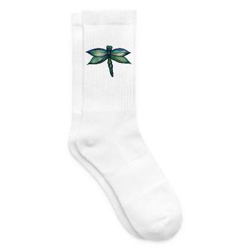 Smaragdgrüne Libellen-Aquarellflügel - Tennissocken - Weiß - Rechts