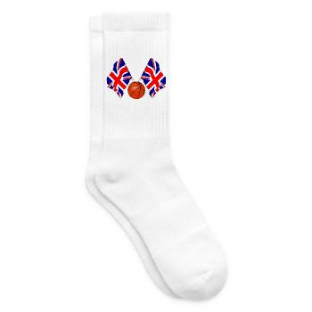 Two Great Britain flags crossed, Basketball - Tennis socks - white - Right
