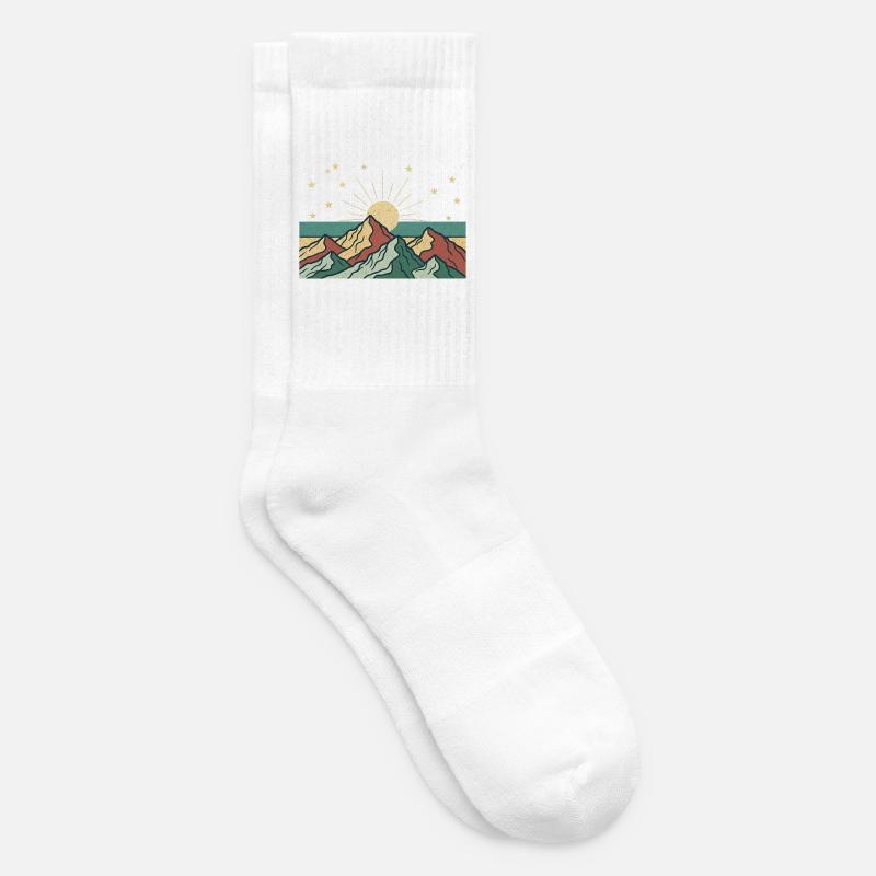 Berglandschaft mit Sonnenstrahlen - Tennissocken - Weiß