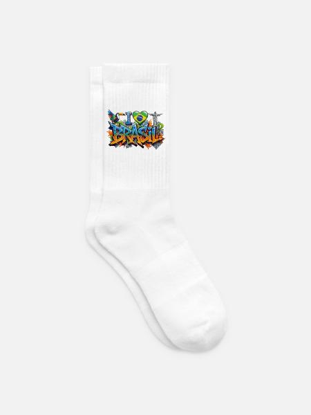 Lebendiges Graffiti Ich liebe Brasil Design - Tennissocken - Weiß