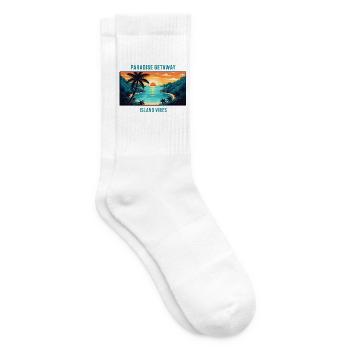 Bahamas Paradise Islands Tropical Beach Sun Palm - Tennis socks - white - Right