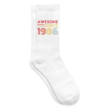 Jahrgang 1986 Retro 1986 Geburtstagsgeschenk - Tennissocken - Weiß - Rechts