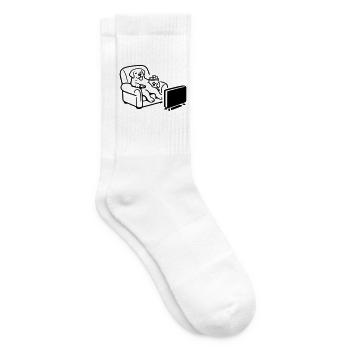 Chien, chien, mode chill, chips nourriture, télé TV - Chaussettes de tennis - blanc - Droite