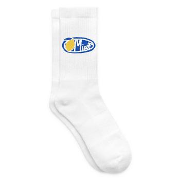 Lemon Yum Blue Retro Oval Logo - Tennis socks - white - Right