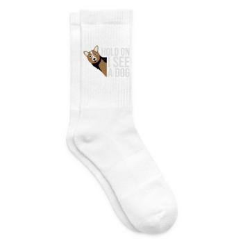 Hold On I See A Dog Hund Lustig Abgelenkt Spruch - Tennissocken - Weiß - Rechts