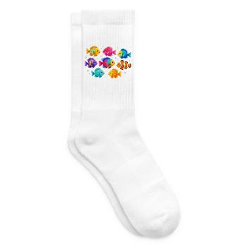 Colorful tropical fish for summer outfits - Tennis socks - white - Right