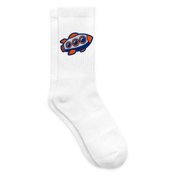 Space Rocket Illustration - Tennis socks - white - Right