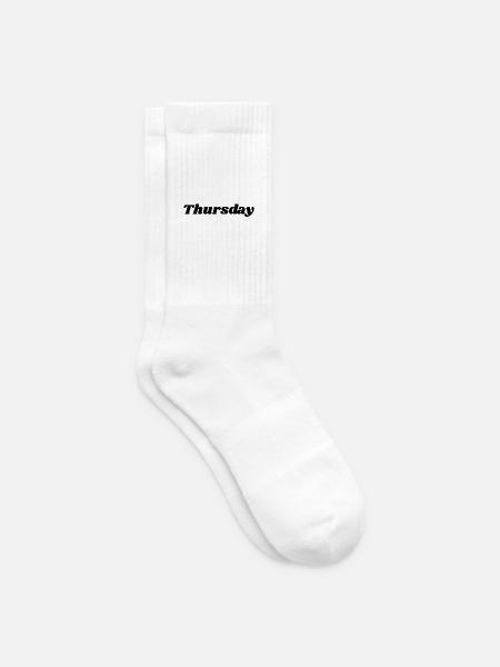 Thursday – Schwarzer Schriftzug - Tennissocken - Weiß