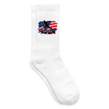 USA Flagge Soccer Kicker, Fußball - Tennissocken - Weiß - Rechts