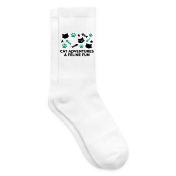 Katzen Abenteuer Schriftzug - Tennissocken - Weiß - Rechts