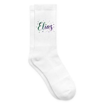 Name Elias Watercolor – Grüner Farbverlauf Design - Tennissocken - Weiß - Rechts