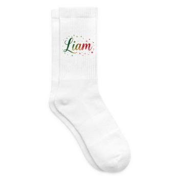 Name Liam Watercolor – Bunter Farbverlauf Design - Tennissocken - Weiß - Rechts