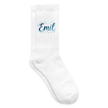 Name Emil – Buntes Aquarell Design mit Punkten - Tennissocken - Weiß - Rechts