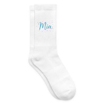 Name Mia – Buntes Aquarell Design mit Punkten - Tennissocken - Weiß - Rechts